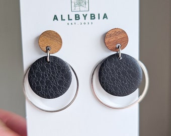 Black Clay Earrings| Polymer Clay Earrings | Dangle drop Earrings | Handmade Earrings| Lightweight Earrings | statement Earrings
