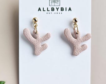 Beachy Coral Polymer Clay Earrings: Handmade Dangle Jewelry